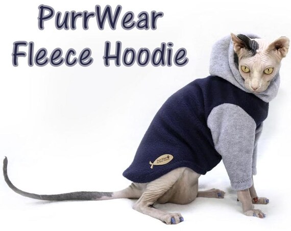 PurrWear Sphynx chat vêtements , Sweat à capuche, Long Manche de Style pour tous les chats.